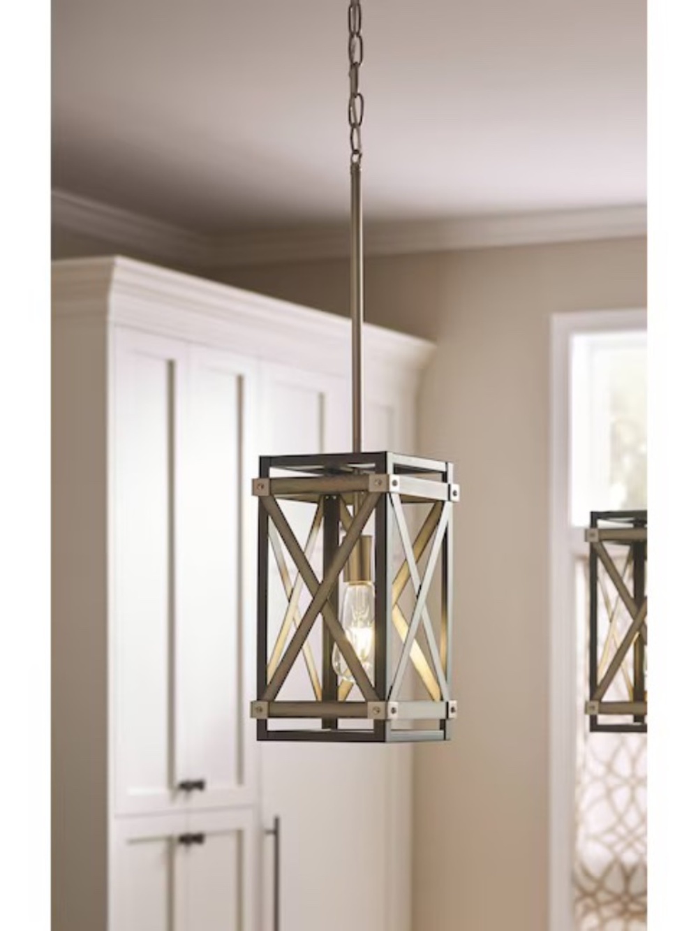 Kichler Stetton 1-Light Anvil Iron Distressed Antique Grey Square Small Hanging